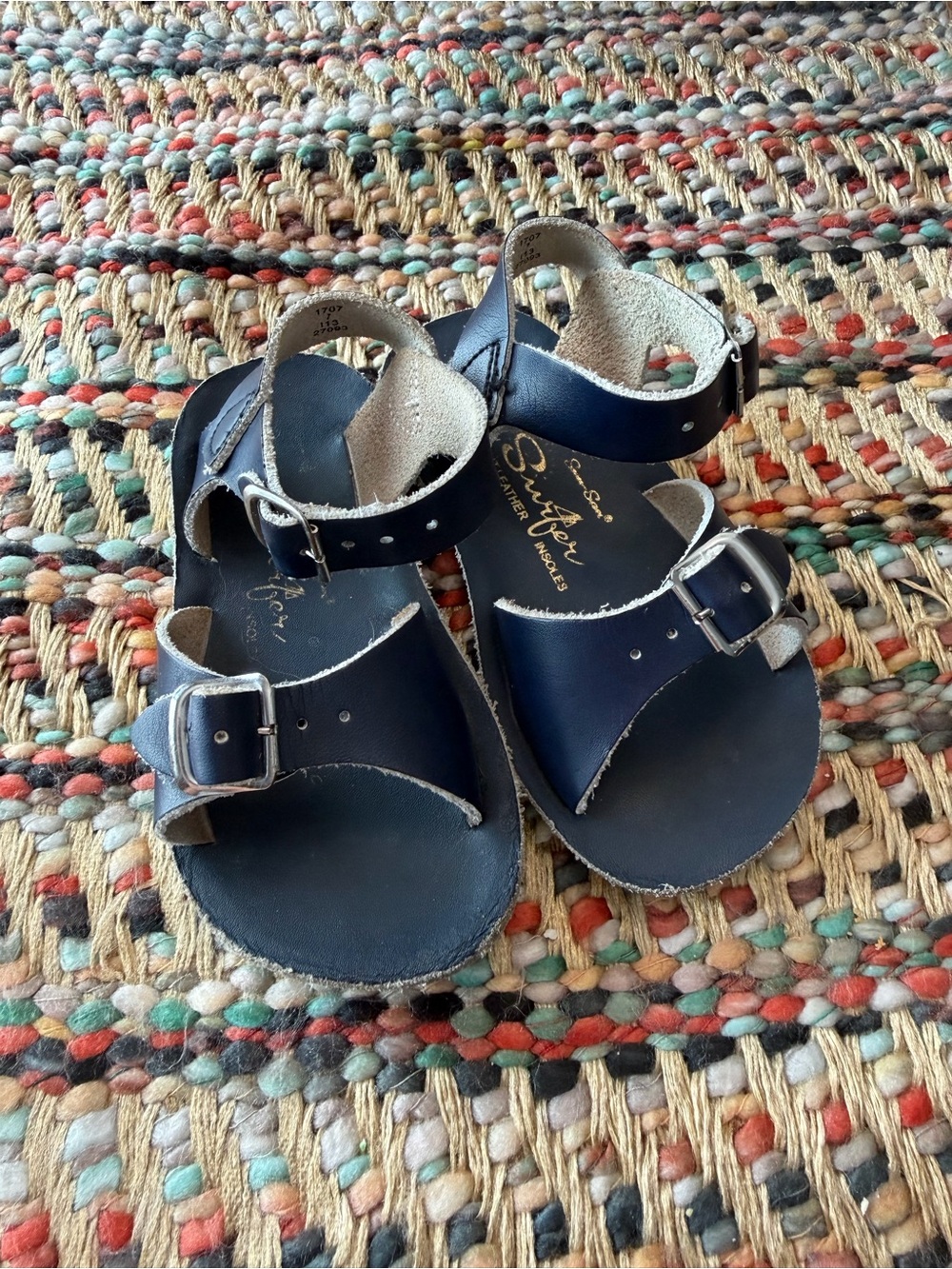 Salt Water Sandals by Hoy Navy Blue Double-Buckle Kids Sandals